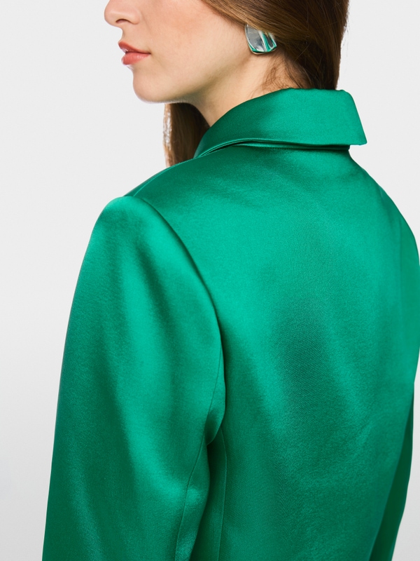 Satin jacket with rhinestone buttons