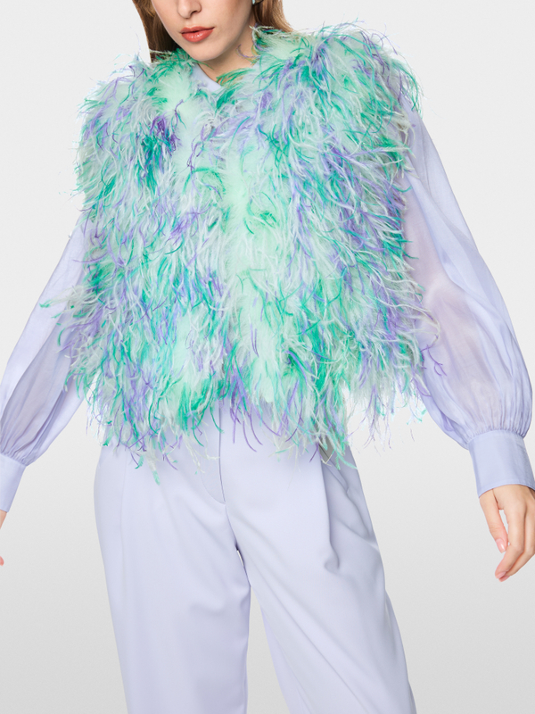 Gilet avec plumes d'autruche