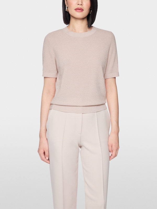Short-sleeved round neck jumper