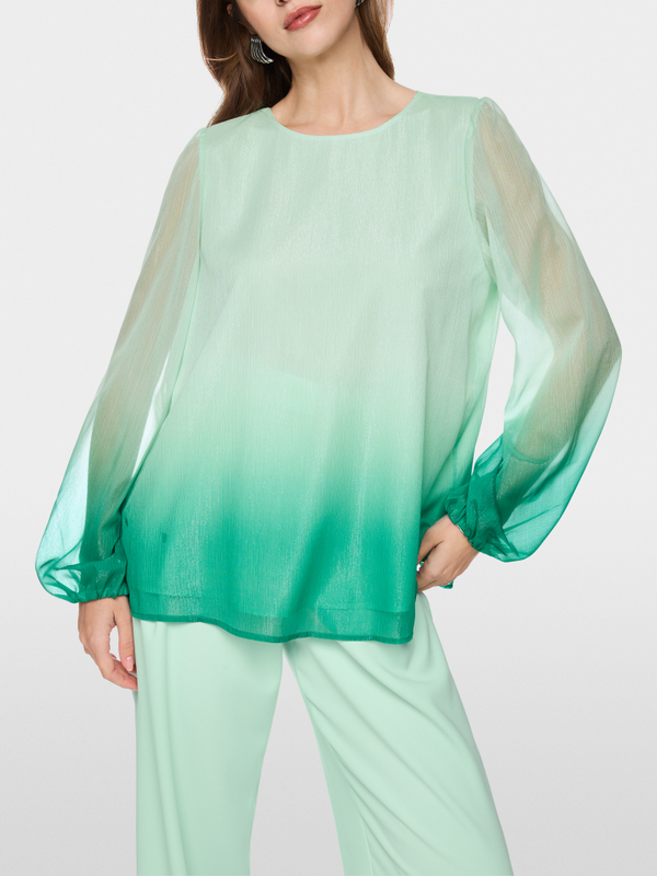 Tunic blouse with elasticated cuffs