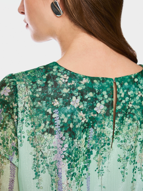 Tunic blouse with elasticated cuffs