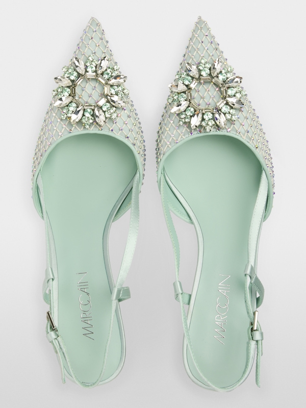 Slingback pumps with crystal mesh