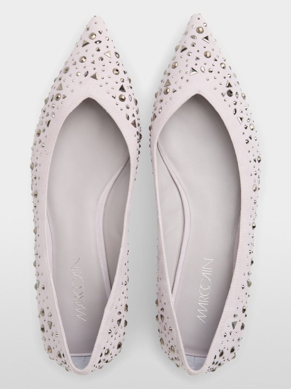 Suede ballerina flats with crystals