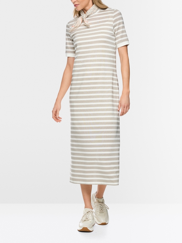 Robe double épaisseur à rayures en lurex
