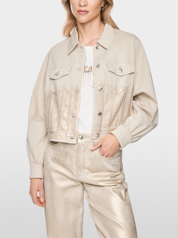 Veste en denim avec finitions dorées