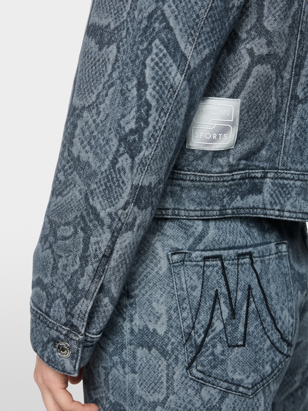 Denim jacket with animal print