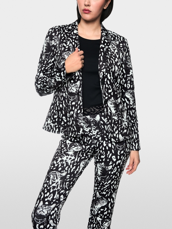 Printed jersey blazer