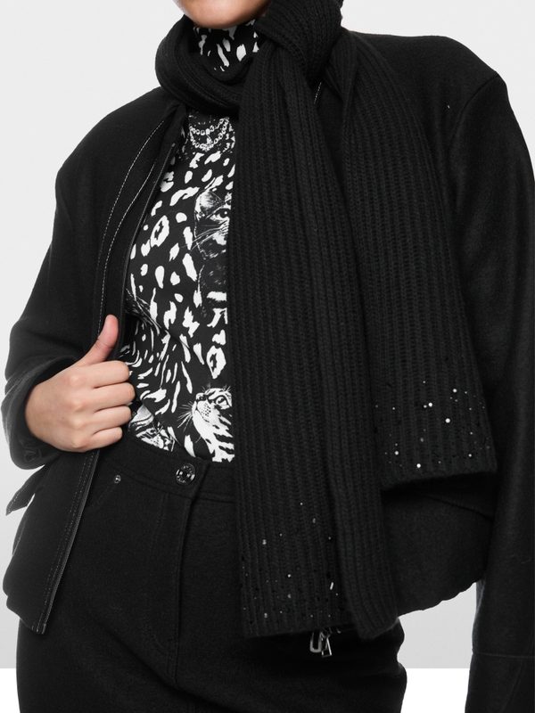 Scarf with rhinestone trim