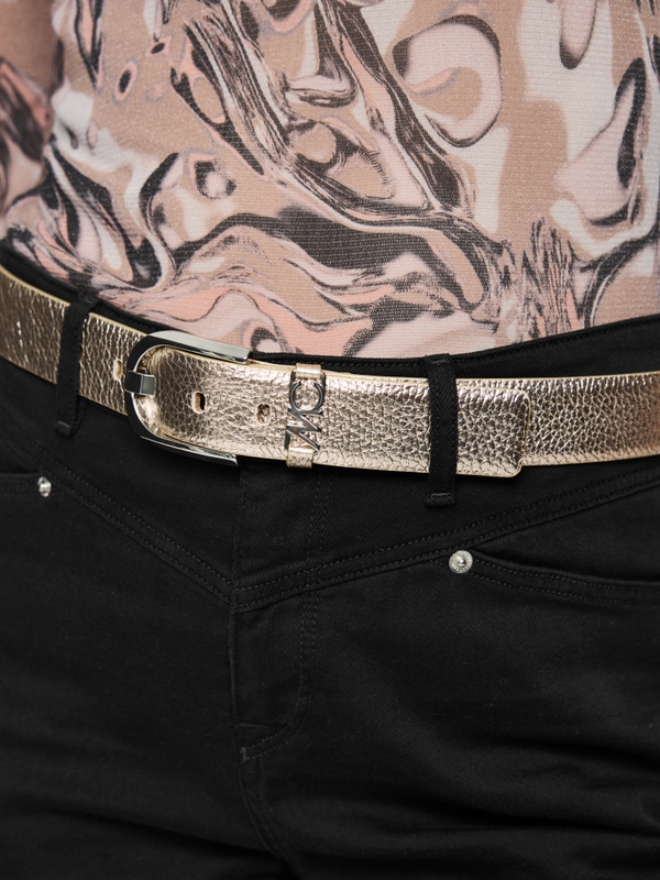 Ceinture en cuir aspect métallisé