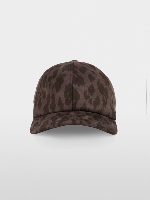 Leopard print cap with adjustable strap