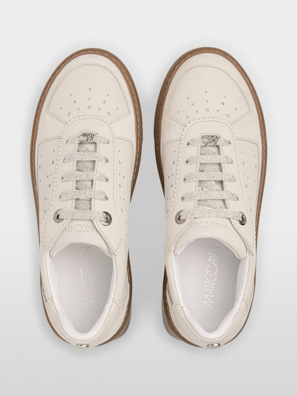 Suede trainers with perforations