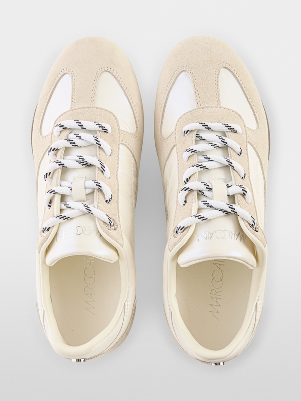 Baskets en nylon avec empiècements en cuir velours