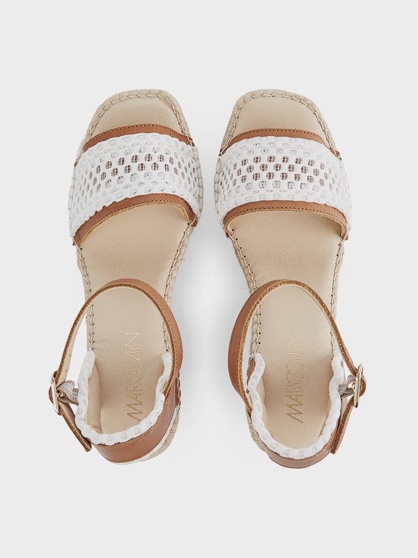 white flat wedge sandals