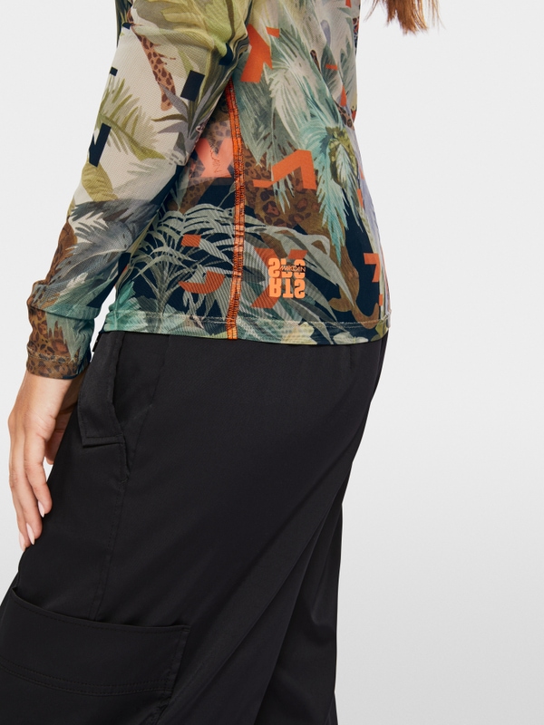 Mesh-T-Shirt mit Alloverprint