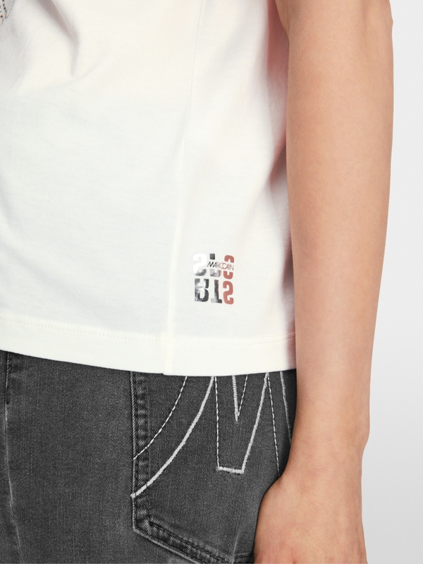 Cotton T-shirt with glitter motif