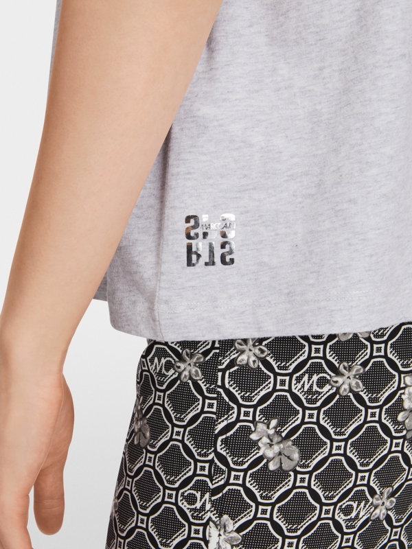 Cotton T-shirt with glitter motif