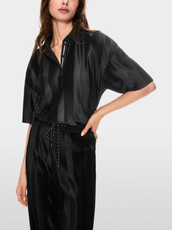 Cropped Poloshirt mit Plissee