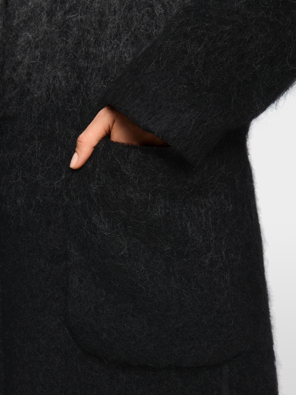 Alpaca blend coat with fringes