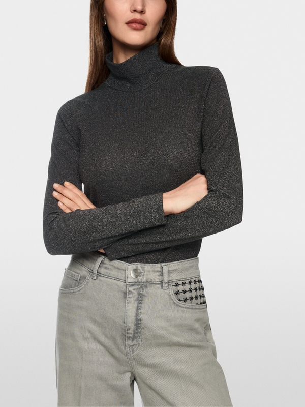 Schmaler Lurex-Longsleeve