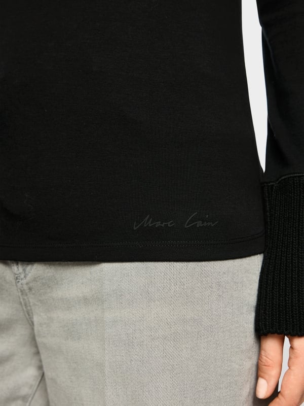 Longsleeve mit gestricktem Kragen