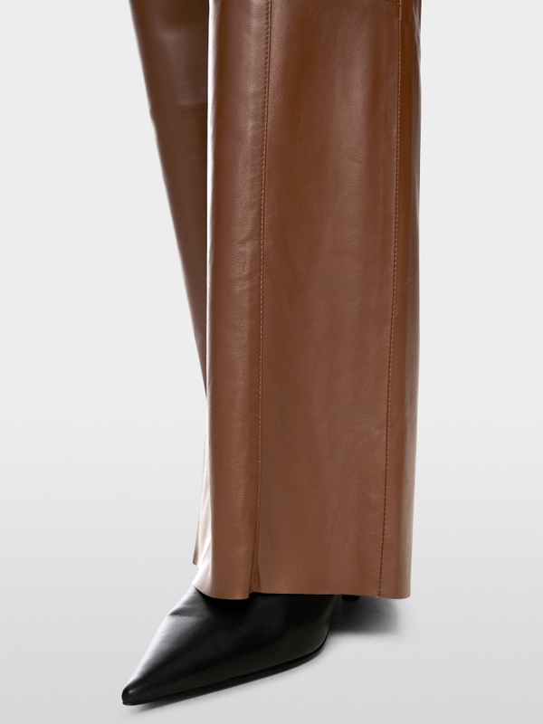 Leren broek WARRI met hoge taille