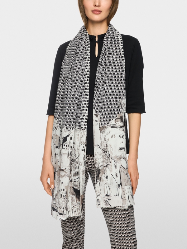 Écharpe en soie avec imprimé mixte