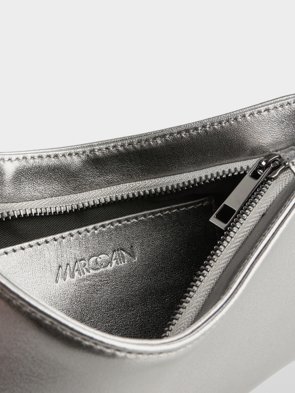 Metallic schoudertas van geitenleer