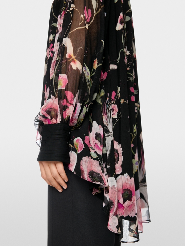 Lange Bluse mit Blumenmuster