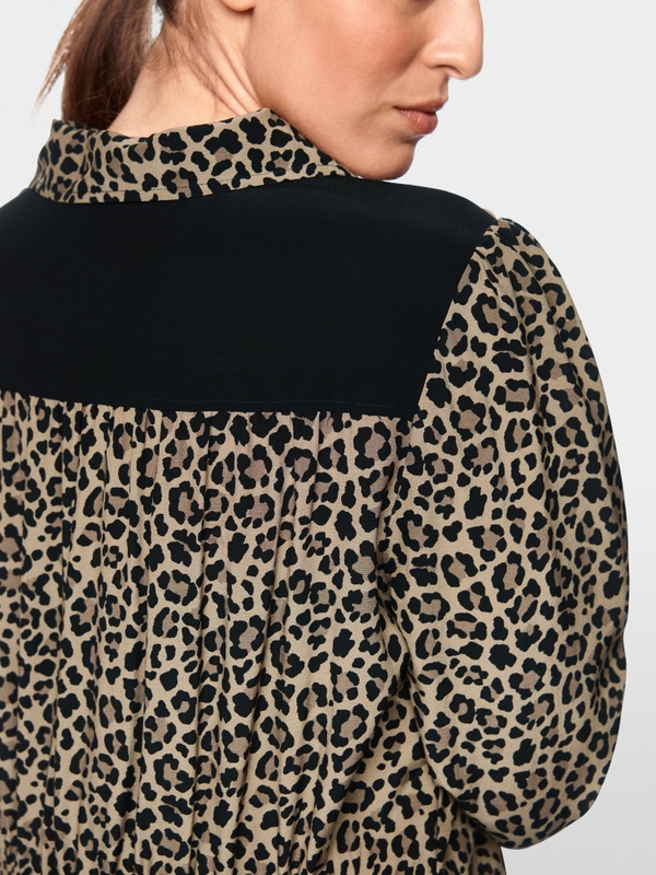Leo print dress with gathered detail
