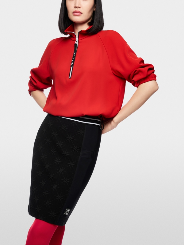 Blouse shirt with zip and drawstring