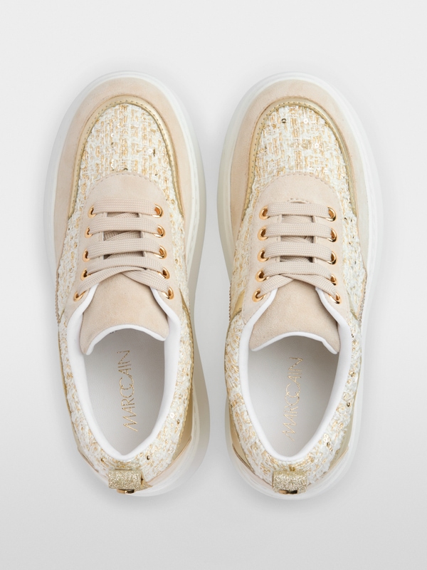 Platform sneakers with glitter and gold
