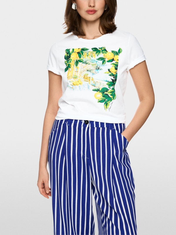 Shirt with lemons and landscape print