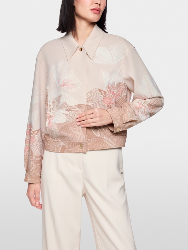 Jacket with print and shirt collar