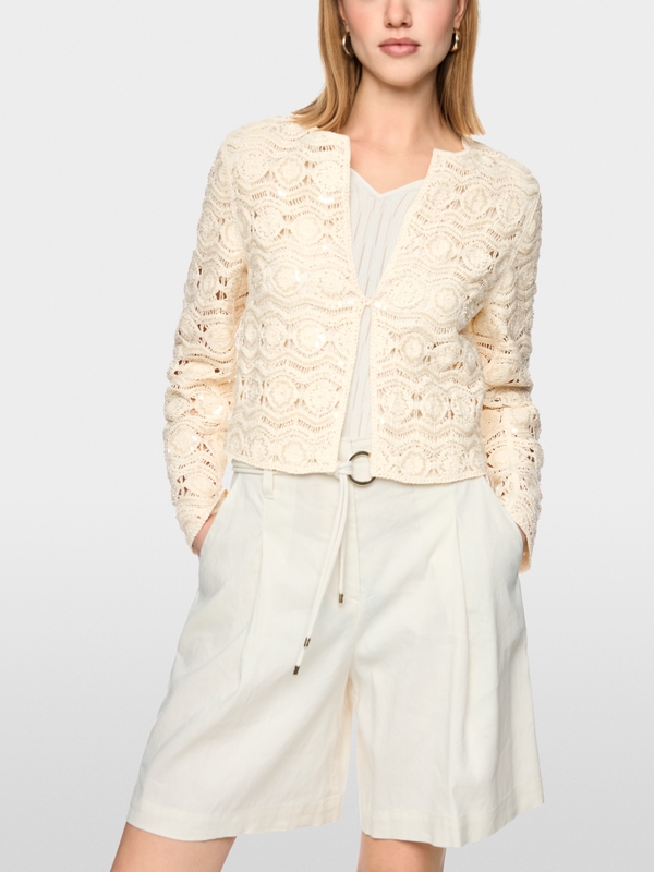 Openwork jacket with mini beads