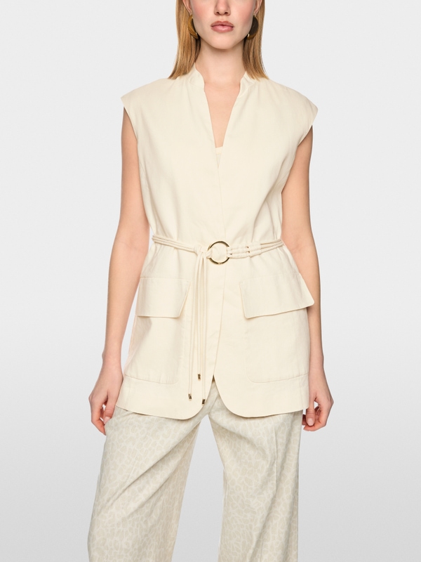 Long linen blend safari vest