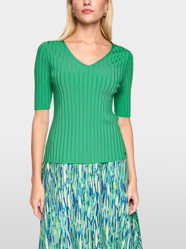 Pull côtelé en maille fine