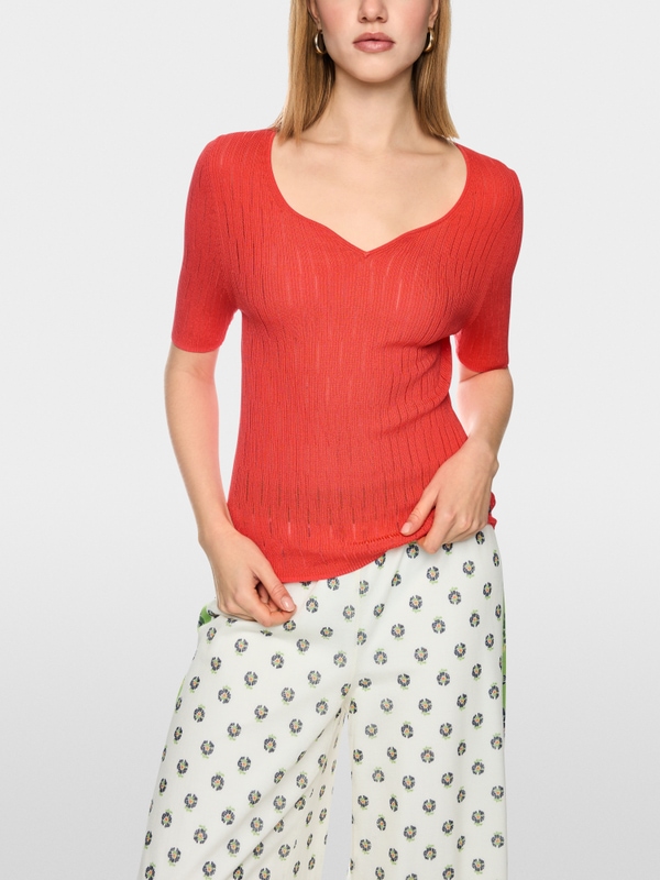 Short-sleeved viscose stretch sweater