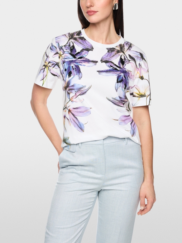 T-shirt à manches courtes avec imprimé lys