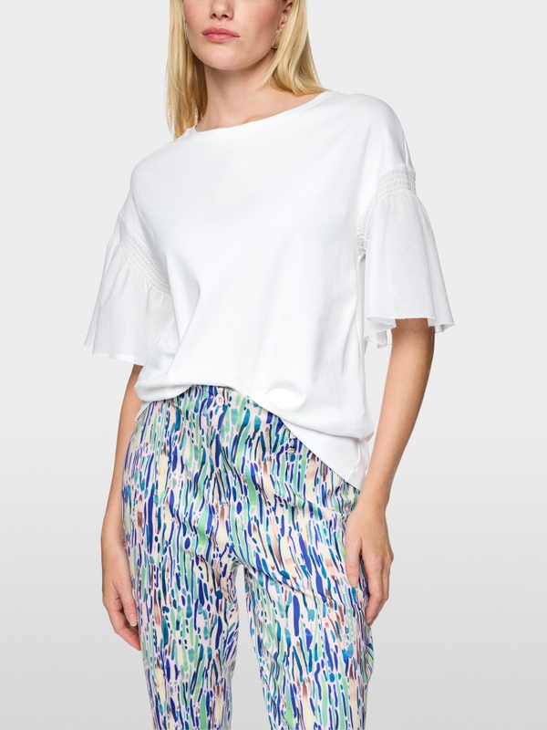 T-shirt en coton stretch avec détails smockés