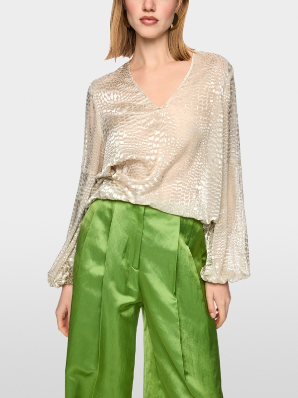 Dévoré satin blouse with leopard pattern