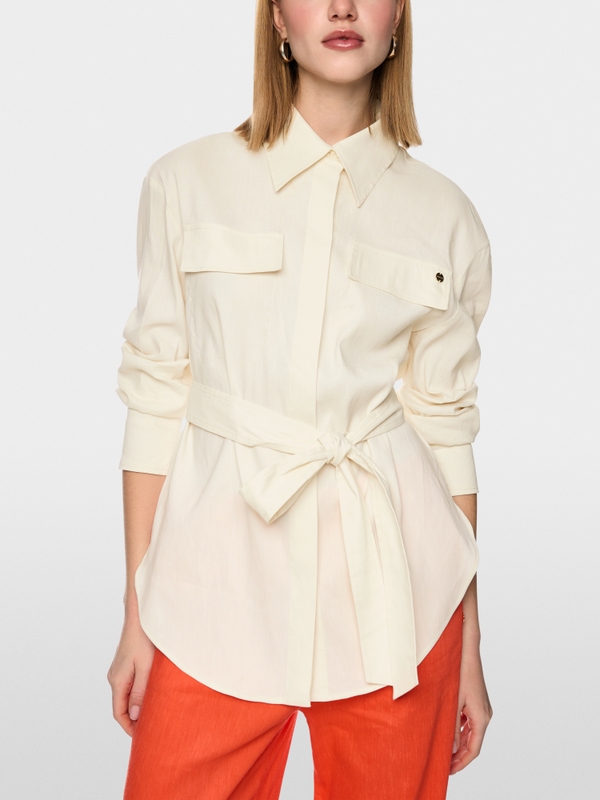 Linen-viscose blend safari blouse