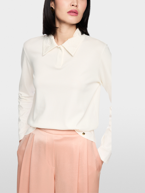 Long-sleeved cotton polo shirt