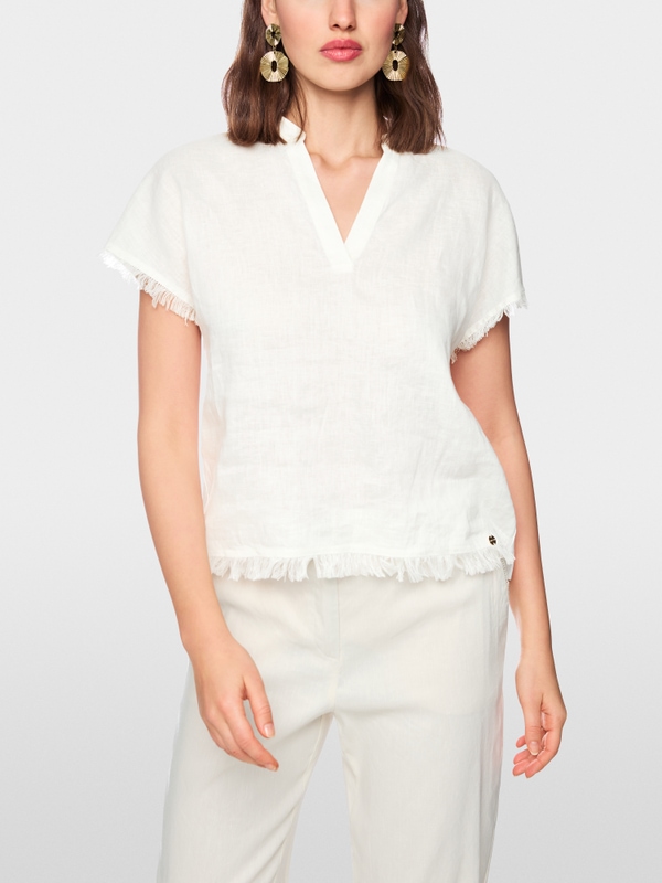 Linen-cotton blend blouse-style shirt