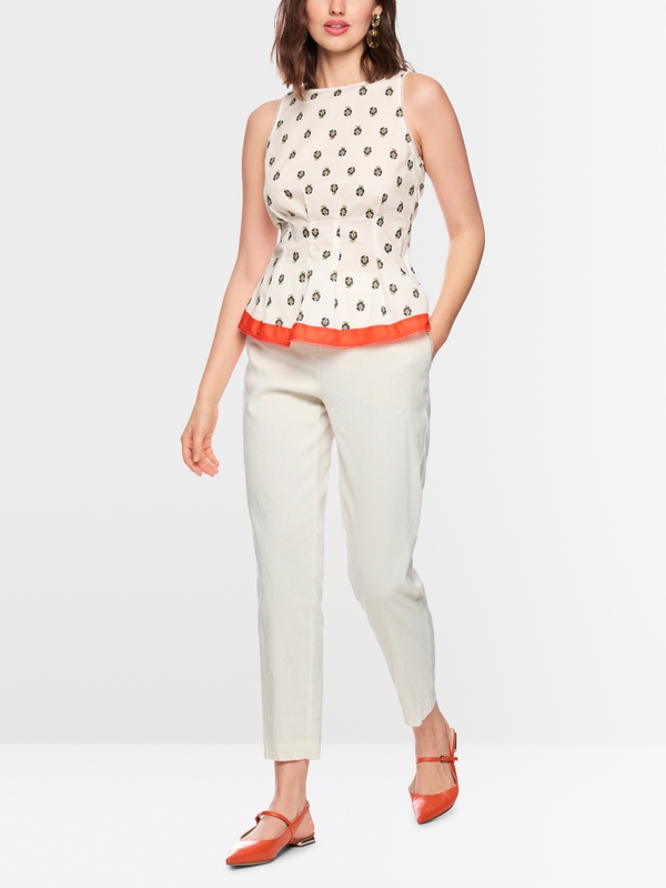 Cotton top with hibiscus print