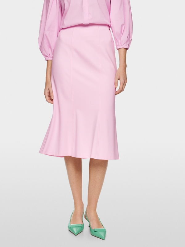 Jupe longueur genoux en viscose stretch