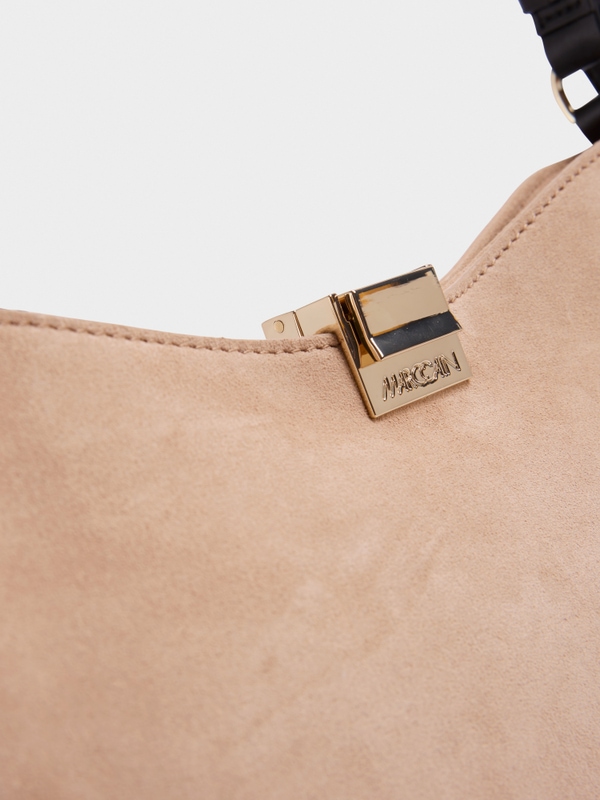 Calf suede shoulder bag