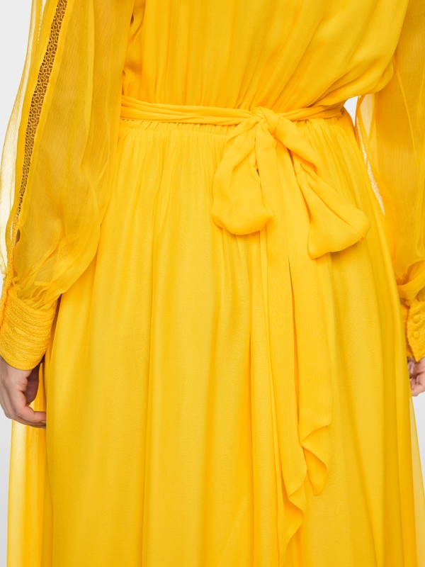 Crinkled viscose midi dress