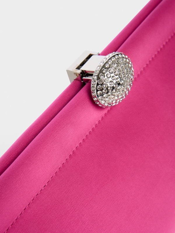 Satin clutch with crystal clasp
