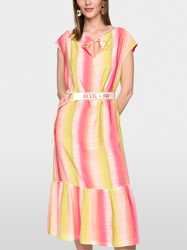 Robe midi rayée à volants