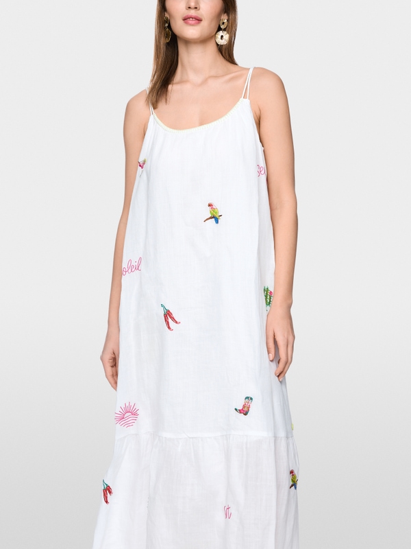 Sleeveless midi dress with embroidery